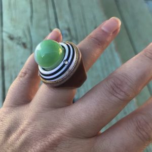 Marble Psychedelic Statement Ring – Size 5.5