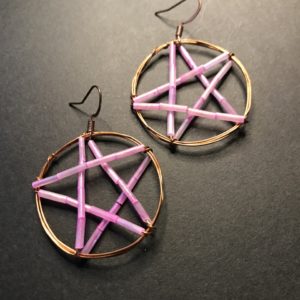 Hand Woven Copper Beaded Protection Earrings