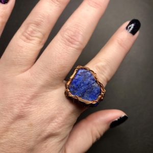 Copper Wire Woven Lapis Ring