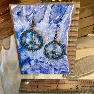 Copper Wire Woven Peace Earrings – Aquamarine