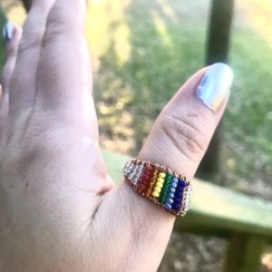 Copper Woven Rainbow Ring