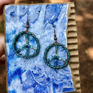 Copper Wire Woven Peace Earrings – Aquamarine