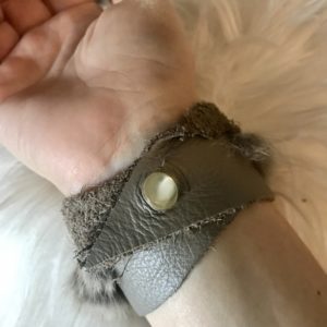 Rabbit Fur Cuff Bracelet w/ Lubiani Glass