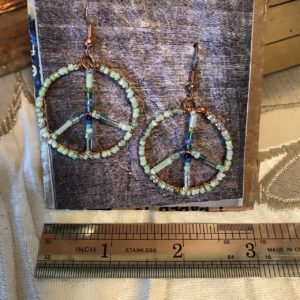 Copper Wire Woven Peace Earrings – Seafoam